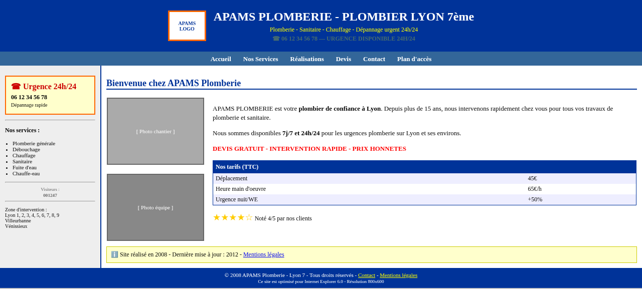 Ancien site web artisan — design années 2000